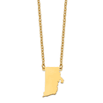 thumbnail image 1 of 925 Sterling Silver Gold Plated RI State Shaped Pendant with chain, 1 of 2