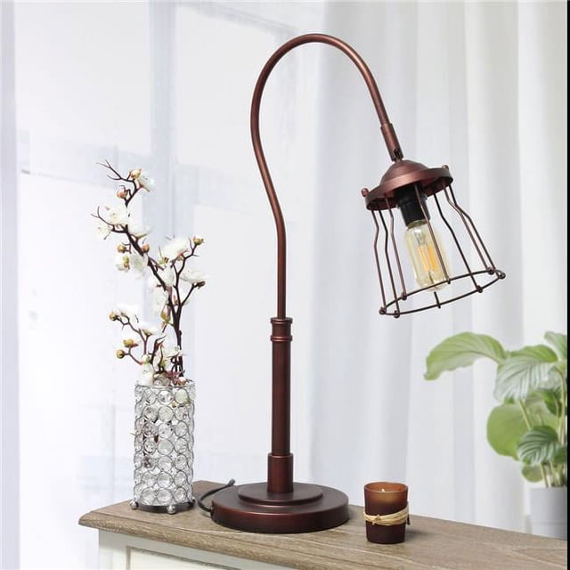 All the Rages LT1060-RDB Elegant Designs Open Cage Table Lamp, Red Bronze