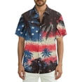thumbnail image 3 of Youpwaven Men's USA 250th Anniversary Hawaiian Shirt, Patriotic American Flag & Palm Tree Graphic Short Sleeve Button Down, Summer Independence Day Tropical Top M-3XL, 3 of 7
