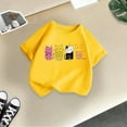 thumbnail image 5 of Shirts Girls Kid Graphic Round Neck Short Sleeved Tops Summer Casual Wear Girls' Tops, Tees Yellow 3 Years-4 Years, 5 of 5