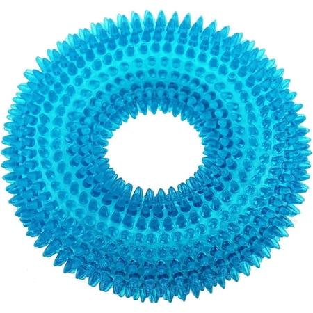 Dog Squeaky Chew Toys for Aggressive Chewers Dental Teething Cleaning (Non-Toxic Soft Natural Rubber) Cute Crystal Ring Design - 5 inches