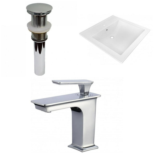 American Imaginations 21.5-in. W 1 Hole Ceramic Top Set In White Color - Drain Incl. AI-33212