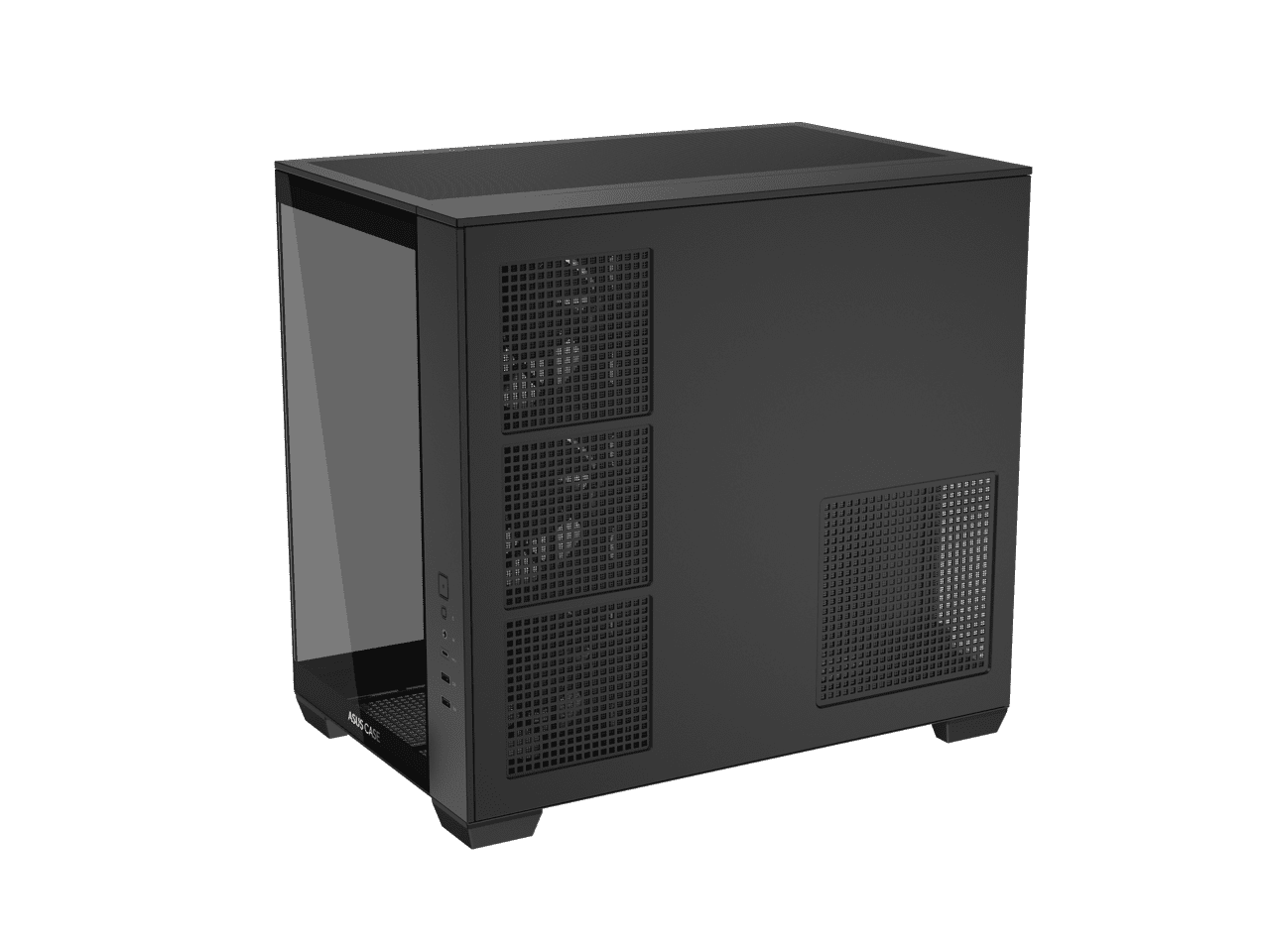 ASUS A32 PLUS Black ATX gaming PC case, support 360mm radiators and 420mm graphics cards, dual-chamber chassis for independent cooling zones, four pre-installed ARGB fans and clean cable management