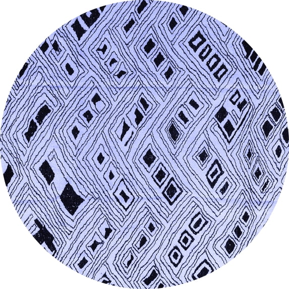 Ahgly Company Machine Washable Indoor Round Abstract Blue Modern Area Rugs, 7' Round