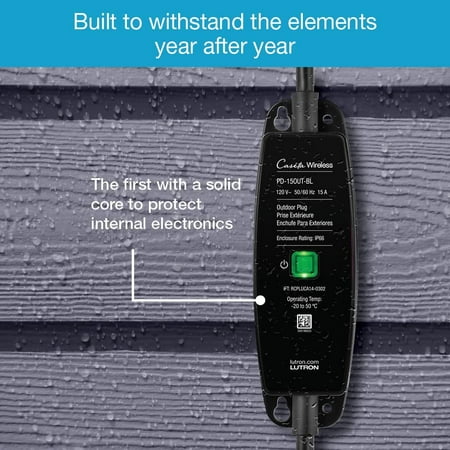 Lutron - Caseta Weatherproof+ Outdoor Smart Plug for Landscape and String Lighting, On/Off Switch - Black