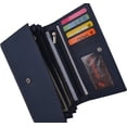 thumbnail image 2 of Swiss Marshall Women RFID Blocking Real Leather Wallet - Clutch Checkbook Wallet for Women Blue, 2 of 8