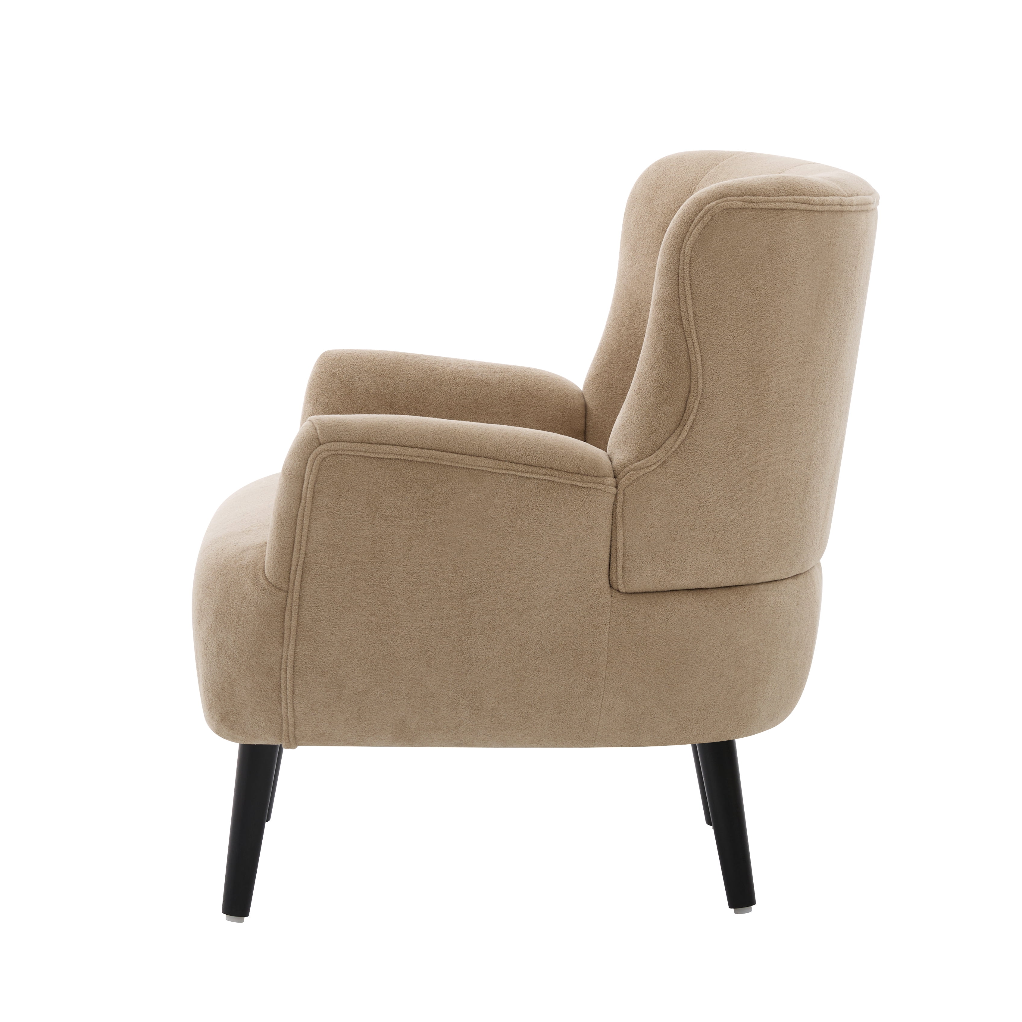 Euroco Modern Accent Chair,Upholstered Armchair with Round Arm & Solid Wood Legs,Comfy Reading Chair Club Chair for Bedroom, Living Room,Brown