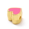 thumbnail image 3 of 10pcs Eco-friendly Rack Plating Brass Enamel Beads Cadmium Free & Lead Free Long-Lasting Plated Real 18K golden Plated Heart Hot Pink 7x7.5x5mm Hole: 1.2mm, 3 of 3