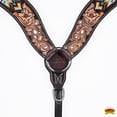 thumbnail image 2 of Hilason Western Horse Floral Hand Carved American Leather Breast Collar W/ Beaded Work Brown, 2 of 5