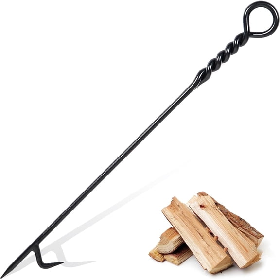 CKLT 40in Fire Poker for Fire Pit, Twisted Rope Design Fireplace Poker Heavy Duty Fire Pit Poker for Outdoor and Indoor