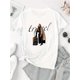 thumbnail image 2 of Camisetas de manga corta con estampado para niñas y niñas, de algodón, cómodas para uso diario, playera simple de veranoCreative Travel Girl Pattern Printed Women'S Fashionable Round Neck Short Slee, 2 of 6