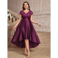 thumbnail image 4 of Miusol Plus Size V-Neck Lace Sequin Satin Contrast High-Low Evening Party Dress, 4 of 10
