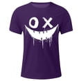 thumbnail image 4 of Dagegui Men's Smile Face Graphic T-Shirt Soft Comfy Crewneck Short Sleeve Casual Tee Summer Loose Fit Shirts Streetwear Tops Purple XXXXL, 4 of 4
