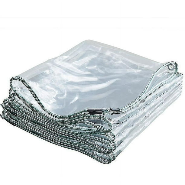 Lona transparente auspiciosa, resistente al agua, resistente con ojales, cubierta de lámina de lona de plástico de PVC para exteriores, jardín, hogar, 600 g/m - 0,5 mm de espesor - Suelo Wi
