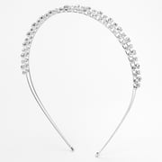 Claire's Silver Two Row Rhinestone Headband