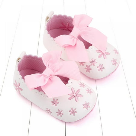 

Wuffmeow Baby Girls Mary Jane Flats Shoes with Non-Slip Soft Rubber Sole Toddler First Walkers Princess Dress Shoes 0-18Months