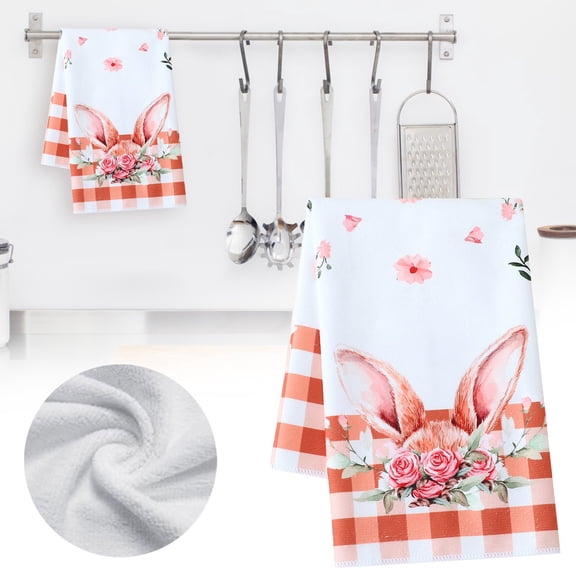 1PC Easter Dish Towels, Kitchen Towels, Happy Easter Bunny Napkins, Dish Cloth for Bathroom Kitchen, Gifts for Mom Mother's Day Spring Summer Kitchen Decoration Hand Towels