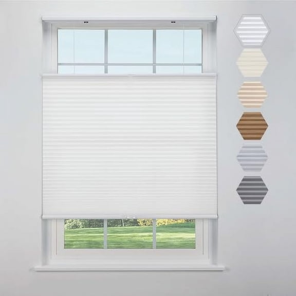 Linen Avenue Cordless Cellular Top Down Bottom Up Light Filtering Shade 22 1/2 W x 48 H, White (Arrives 1/4" Narrower)