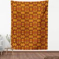 thumbnail image 4 of Folk Fabric by the Yard, Tribal Themed Graphic Layout with Geometric Shapes and Ethnic Elements, Decorative Upholstery Fabric for Chairs & Home Accents, Paprika and Earth Yellow by Ambesonne, 4 of 5