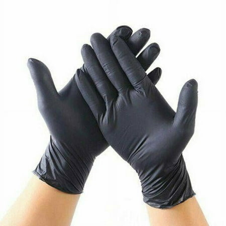 NITRILE disposable rubber Powder Free gloves 100 Pcs - Black - Medium
