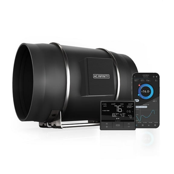 AC Infinity CLOUDLINE PRO T10 10” Quiet Inline Duct Fan with Temp or Humidity Contorller Wi-Fi App