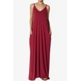 thumbnail image 3 of TheMogan Women's Casual V-Neck Draped Jersey Cami Long Maxi Dress W Pocket Summer Beach Burgundy M, 3 of 6
