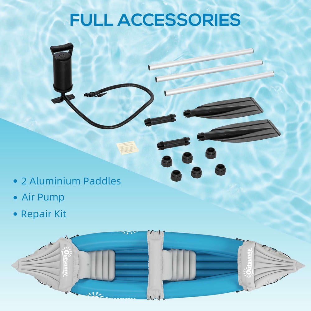 Resenkos 2-Person Inflatable Kayak with Paddles and Repair Kit for Tandem Use - Blue