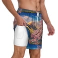 thumbnail image 2 of Sigee Cherry Blossoms Print Mens Swim Trunks with Compression Liner Quick Dry Swim Stretch Beach Shorts with Pockets,S-3XL, 2 of 7