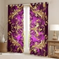 thumbnail image 2 of Manfei Retro Damask Print Blackout Curtains Set of 2 (38x54 Each),Vintage Baroque Flower Curtains and Drapes,Gold Purple Living Room Curtains For Men Women,Super Cozy Room Decor, 2 of 6