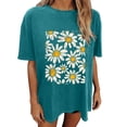 thumbnail image 4 of Fiudx Camisas para Mujer Camisetas Informales con Estampado de Flores para Mujer, Camisetas Extragrandes de Manga Corta, 4 of 7