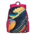 thumbnail image 2 of XMXY Japanese Style Ocean Wave Backpack Laptop Bag for Women, School Bookbag Lightweight Backpack for Travel Casual Work Backpack Pink, 2 of 8