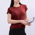 thumbnail image 2 of Stylish Olyvenn Womens Tops Plus Size Fall Clothes Lightweight Blouses Beach Vacation Summer Outfits Trendy Fashion T Shirts Wine M, 2 of 5