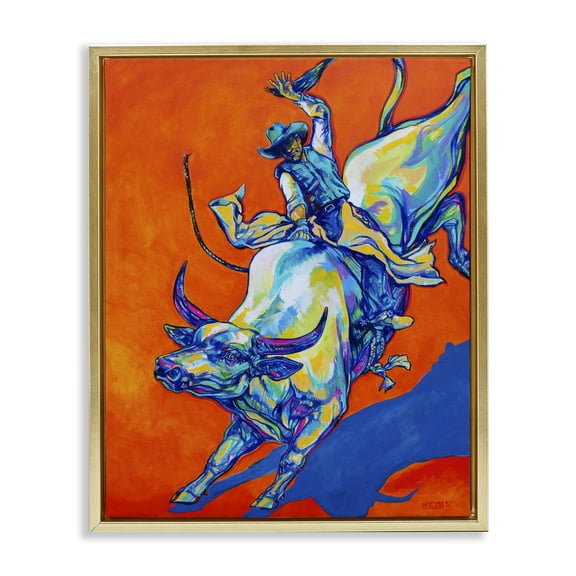 Stupell Industries Eclectic Modern Rodeo Gold Floating Frame Canvas Art, 17 x 21, by Derrick Higgins