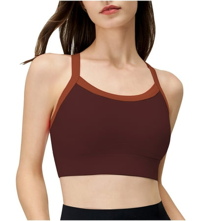 ZyeKqe Sports Bra for Women No Underwire Wireless Bralette Support Cami Bra Seamless Camisole Tank Top