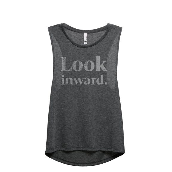 Look Inward Women's Fashion Sleeveless Muscle Tank Top Tee Charcoal Grey Small