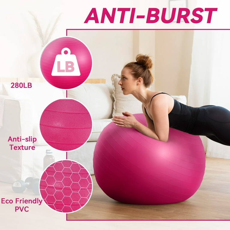 FlexWave 85cm Anti-Burst Yoga Ball with Textured Stripes, Exercise