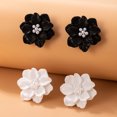 thumbnail image 3 of 1 Pair Stud Earrings Anti-allergy Decorative Exquisite Temperament Hyperbole Flower Faux Pearl Earrings for Dating,Orange, 3 of 8