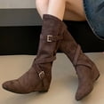 thumbnail image 6 of Fnooota Women's Knee High Boots, PU Non Slip Casual Round Toe Fall Winter Shoes Coffee Size 5.5, 6 of 6