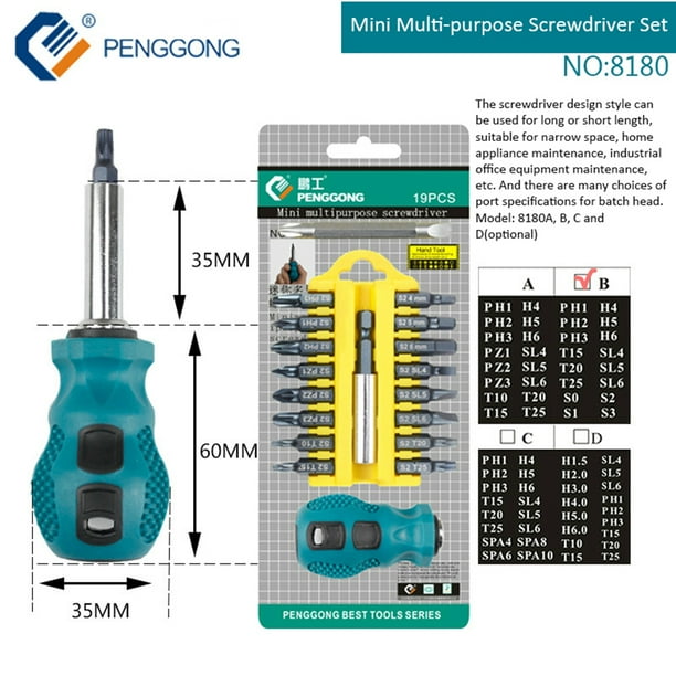 19 pcs Mini Multi purpose Screwdriver Set Small Space Screwdriver