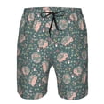 thumbnail image 3 of Honeii's Hedgehogs and Flowers Print Men's Casual Shorts with Drawstring，Swim Trunks Quick Dry Beach Shorts, 3 of 5