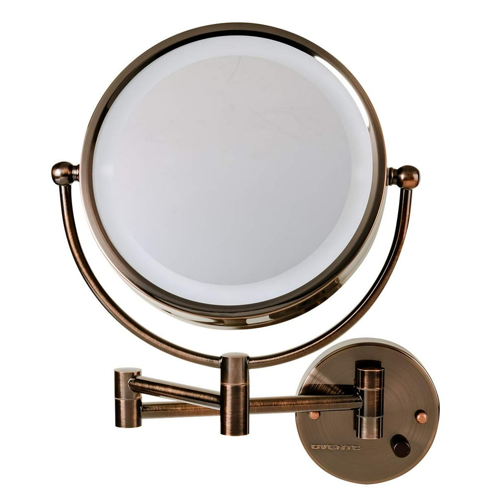 Ovente Lighted Wall Mounted Makeup Mirrors 8.5 Inch 1X 7X Magnifying