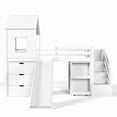 thumbnail image 4 of Bellemave Low Twin Size Loft Bed with Slide, Desk, Stairs and Storage, Wood House Loft Bed Frame with 3 Drawers and Shelves, Space Saving Design for Kids Boys Girls（White）, 4 of 8