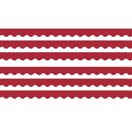 Teacher Created Resources Cranberry Red Scalloped Border Trim, 35 Feet Per Pack, 6 Packs