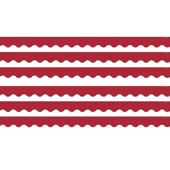 Teacher Created Resources Cranberry Red Scalloped Border Trim, 35 Feet Per Pack, 6 Packs