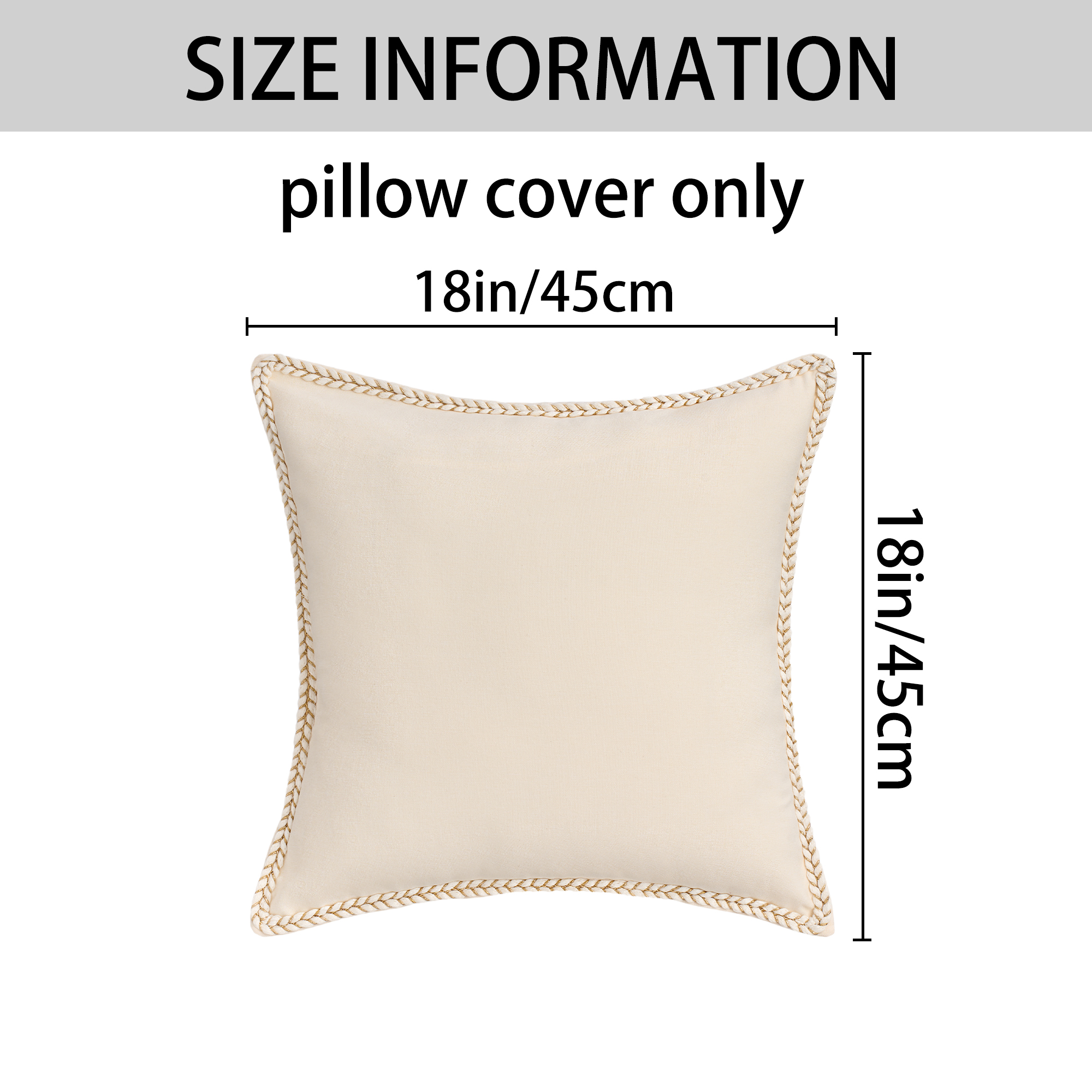Unique Bargains Pack of 2 Soft Solid Throw Pillow Covers Cases for Couch 18" x 18" Beige