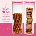 thumbnail image 2 of Paris Hilton 2-Piece Glass Food Storage Canister Set with Lids, Kitchen Containers for Flour, Sugar, & Pasta, 7 Cup Capacity, Pink, 2 of 7