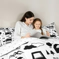 thumbnail image 5 of YST Construction Bedding Set Twin Size Equipment Trucks Comforter Set for Kids Boys Girls Decor Cartoon Car Excavator Tractor Comforter Black White Duvet Set Bedroom Quilt Set, 5 of 7