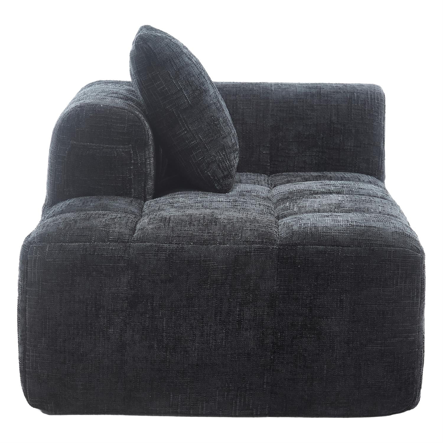 Demi Bonn 62" Plush Chenille Loveseat Sofa, Modular Sleeper for Living Room, Bedroom, Apartment Lounge, Stylish & Comfortable Couch, Black