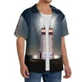 thumbnail image 4 of Vsdgher Peggy's Cove Lighthouse Print Men's Wrinkle Free Untucked Cuban Shirt Business Casual Button Down Shirts Short Sleeve Shirt, 4 of 7