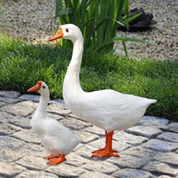 Abbraccia Goose Garden Statue Realistic Ornament Sculpture for Patio Living Room Porch 38cm and 20cm